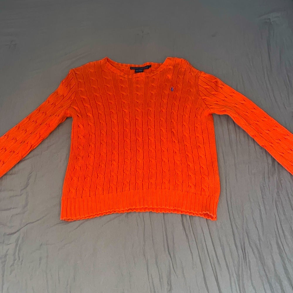 Ralph Lauren sweater, women’s M, excellent condition only worn once. Coral color